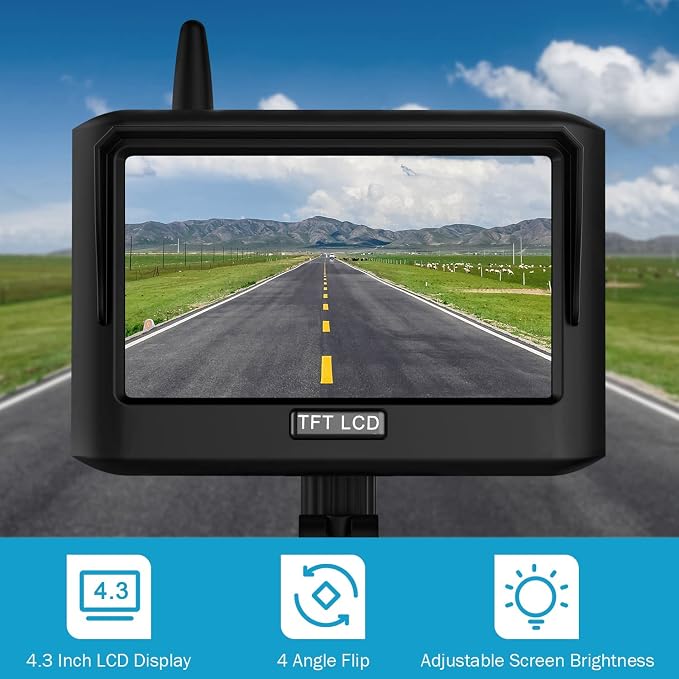 Magnetic Wireless Trailer Backup Camera System, 4.3inch TFT LCD Monitor & IP68 - Image 3