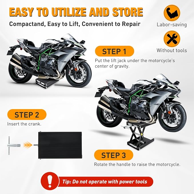 Nilight Motorcycle Lift Jack 1100 LBS Motorcycle Scissor Jack Stand Lift - Image 6