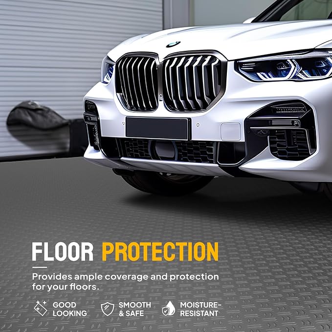 TUFFIOM 7.5 x 17 FT Garage Floor Mat, Thickened Diamond Plate PVC Garage Mats - Image 2