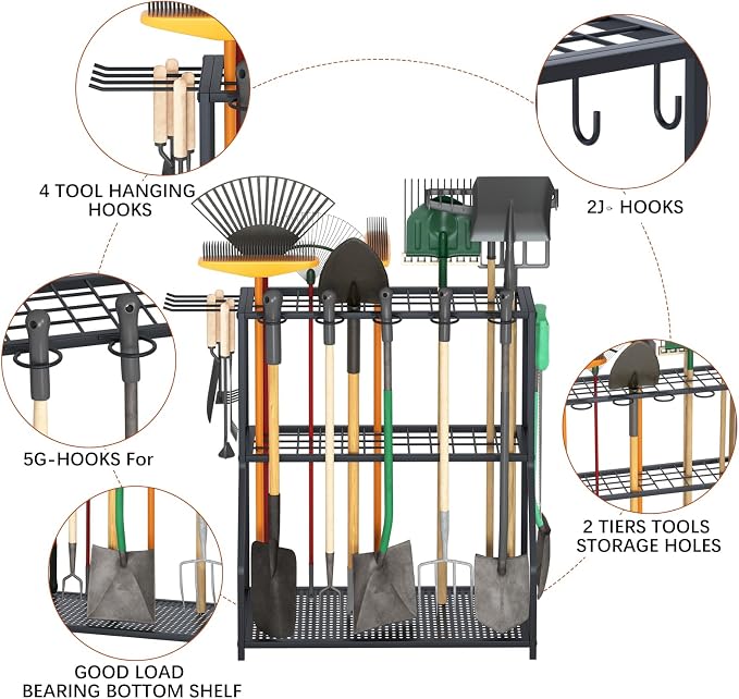 Organizer Yard Tool Storage Rack, Garden Organizer, Steel Yard Tool Racks To - Image 5