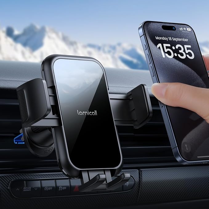 Lamicall 2025 Wider Clamp & Metal Hook Car Phone Holder Vent Phone Holders by Lamicall