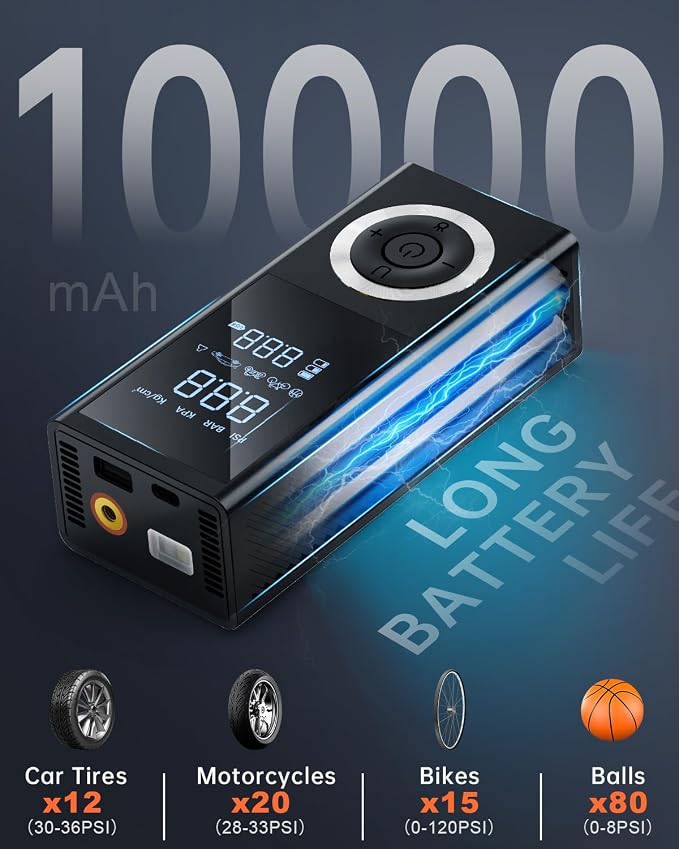 Tire Inflator Portable Air Compressor, 150 PSI Smart Air Pump - Image 5