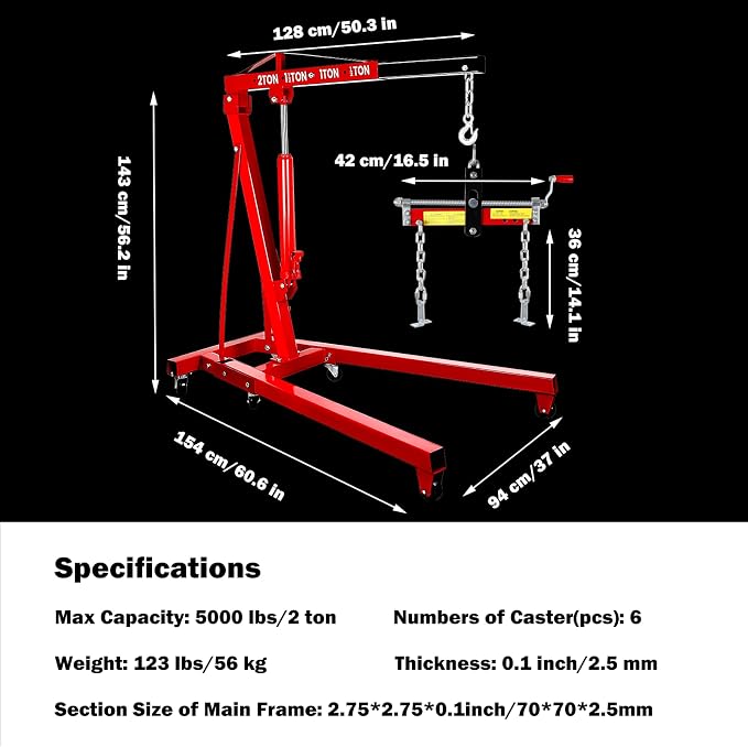 5000LBS Folding Hydraulic Engine Hoist - Image 8
