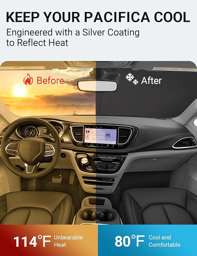 Proadsy 2025 Upgrade Windshield Sunshade Custom Fit 2017-2024 2025 Chrysler - Image 2
