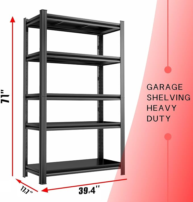 2500lb Capacity Heavy Duty Industrial Shelves | 5-Tier Steel Storage Rack | - Image 3