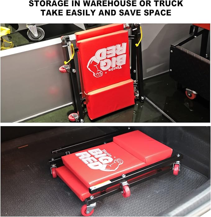BIG RED 36" 2-Piece Padded Rolling Garage/Shop Creeper, Mechanic Cart - Image 4