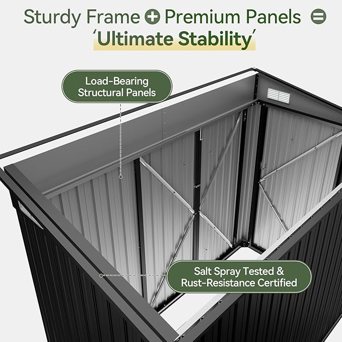 Aoxun 7' x 4' Shed 140 CU.FT Outdoor Waterproof Storage Shed - Image 5