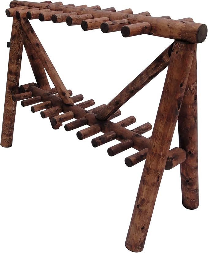 21-Place Freestanding Log Ski Rack Holder, Indoor & Outdoor Snowboard Racks - Image 5