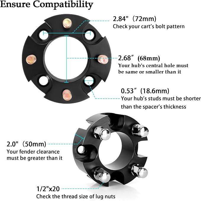 10L0L Golf Cart 2 inch Wheel Spacers - Image 3