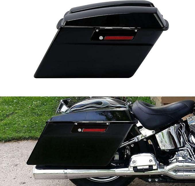XFMT Motorcycle Vivid Black Hard Saddlebags Saddle Bags Trunk W/Lids & Black - Image 6