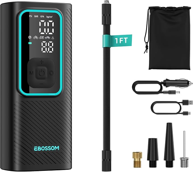 Tire Inflator Portable Air Compressor, 150 PSI Mini Car Air Pump by EBOSSOM