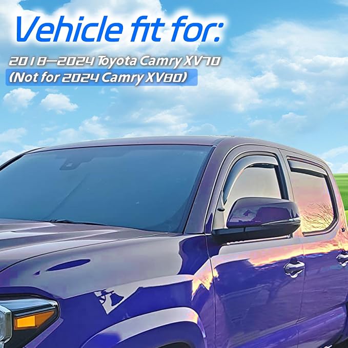 in-Channel Rain Guards for Toyota Camry 2018 2019 2020 2021 2022 2023 2024 - Image 2