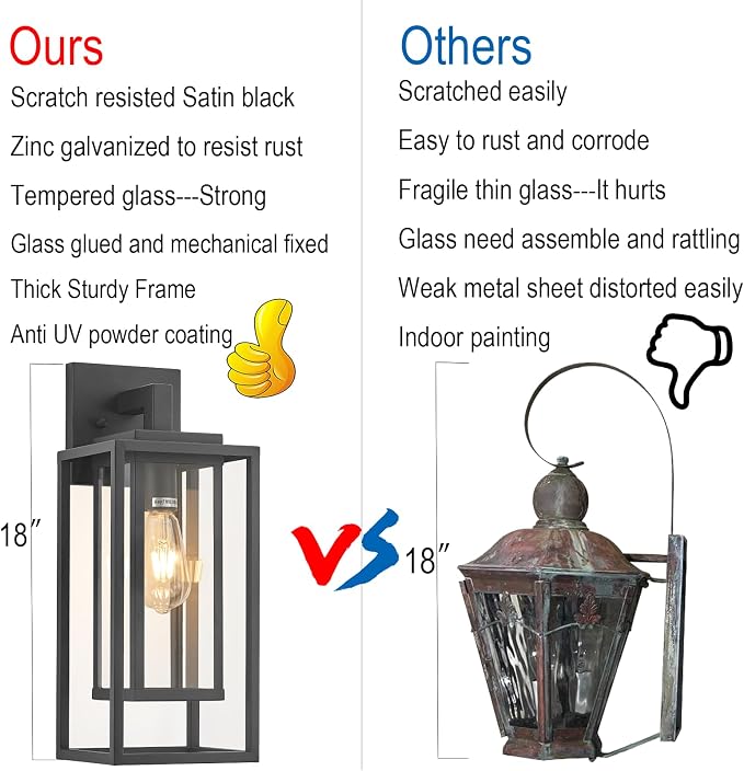 18" Outdoor Wall Light Fixtures Waterproofed Exterior Lantern W/Sturdy - Image 3