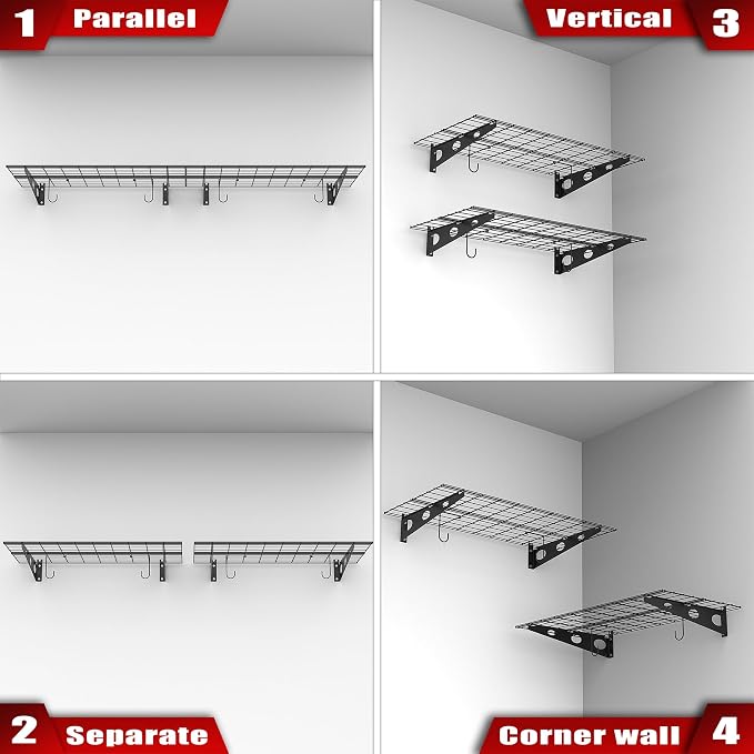 WALMANN 2 Pack Garage Wall Shelves, 2 x 4 ft/24 * 48 inch Wall Mounted Storage - Image 8