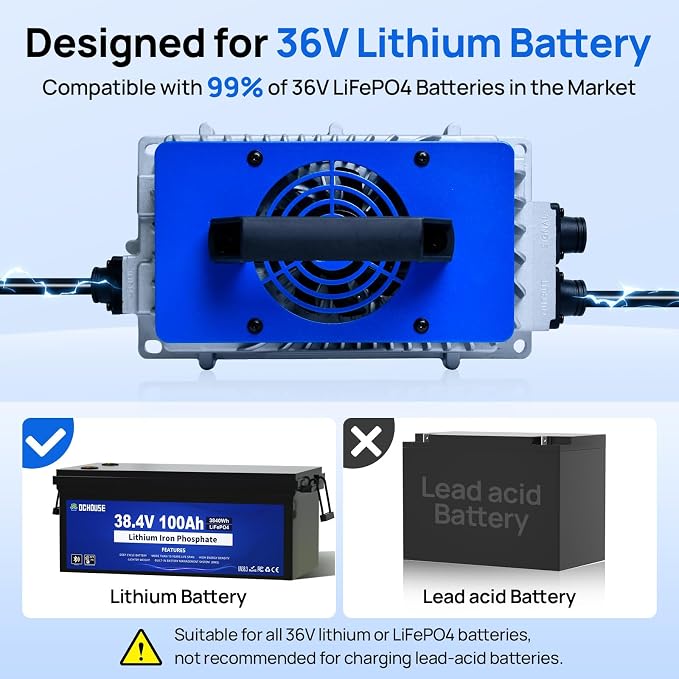 DC HOUSE 36V 25A Lithium Battery Charger, 900W Fast Charger, Charging - Image 4