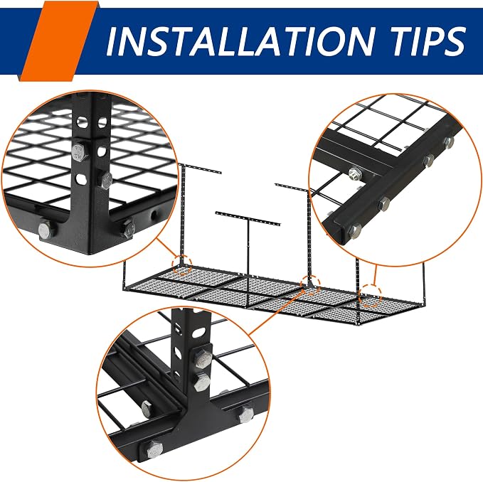 3 x 8FT Overhead Garage Storage Rack, Adjustable Ceiling Storage Racks - Image 7