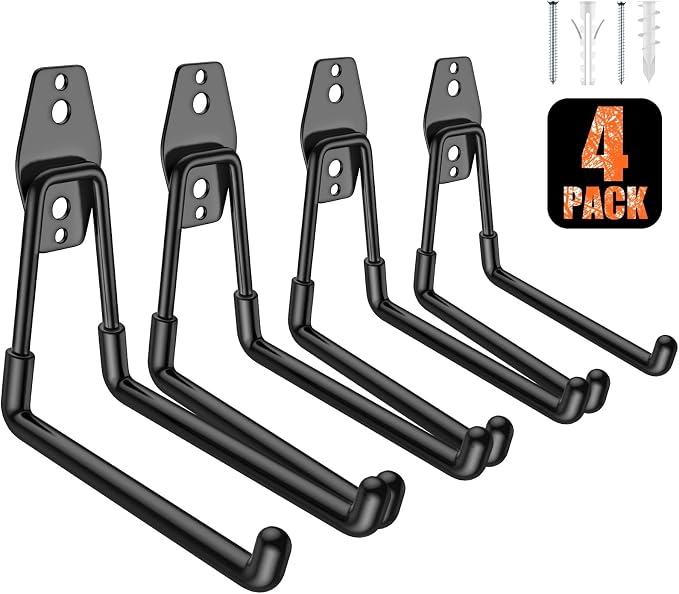 4 Pack 5.2x5.1 inch U Heavy Duty Garage Hooks, Solid Steel Wall Mount Hangers by MIKRUI