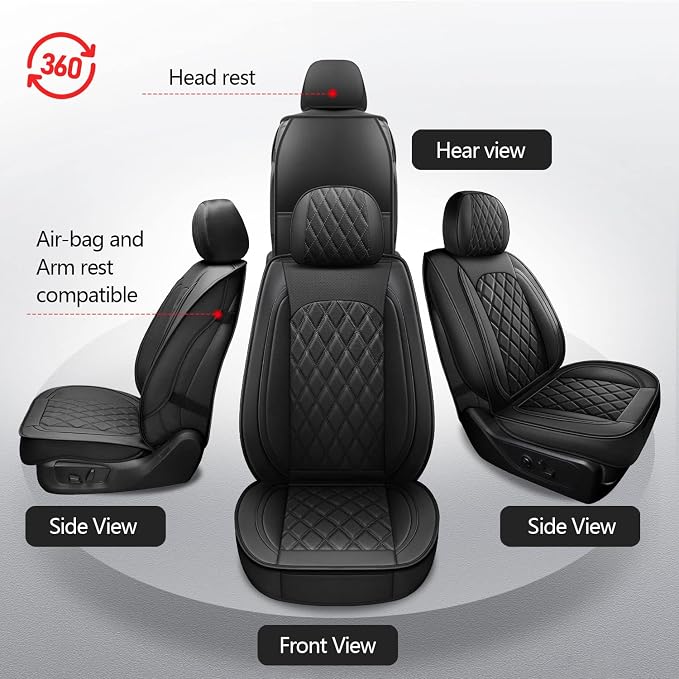 MIROZO 2PCS Front Seat Covers for Dodge Ram, Waterproof Truck Seat Cover - Image 6