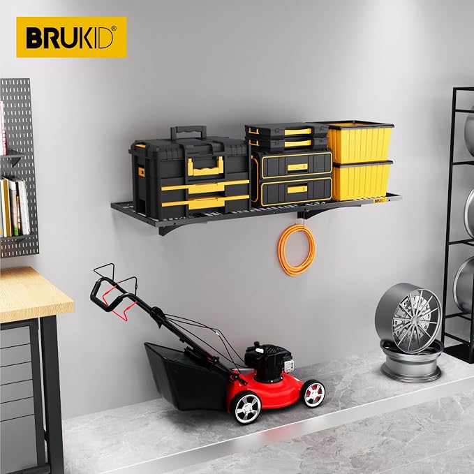 1.64x4ft Adjustable Rail Wall Garage Storage Shelf, - Image 2