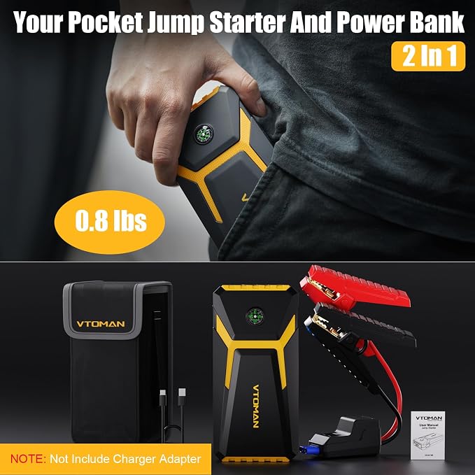 VTOMAN V6 Pro Jump Starter, 2000A Car Battery Jumper Starter Portable - Image 7