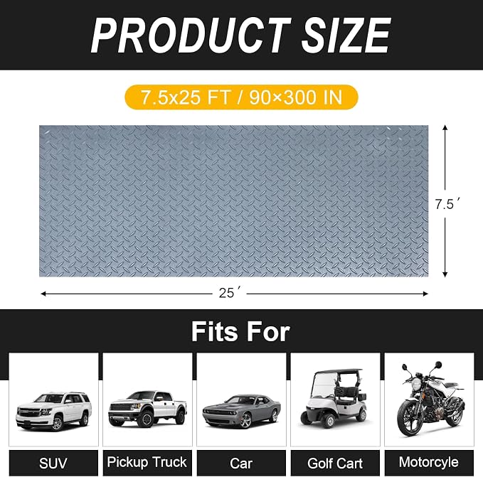 7.5x25 FT Garage Floor Mat, Updated 2.8mm Thicked Flooring Roll - Image 2