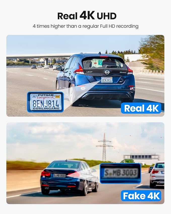 Real 4K 30fps Dash Cam Front and Rear, 2 Channel HDR - Image 2