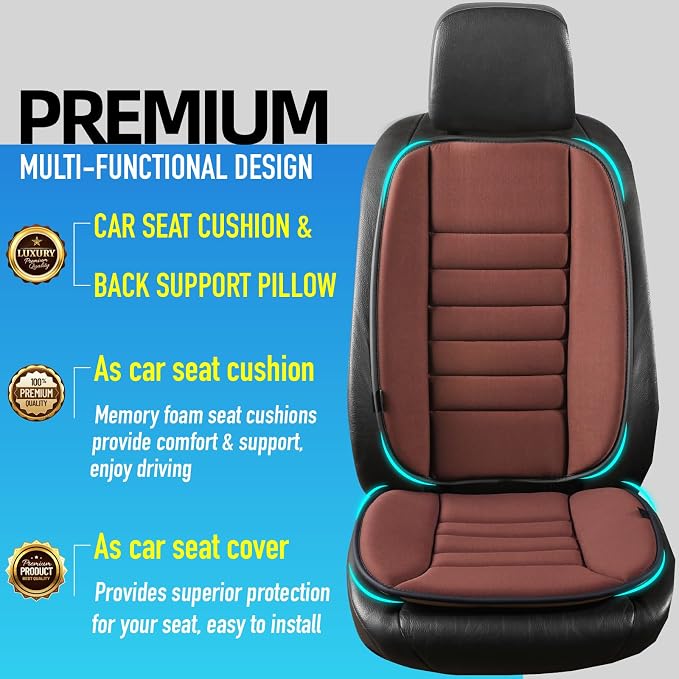 Car Seat Cushion with Back Support Pillow, Comfy Lumbar Support & Seat Cushion - Image 2