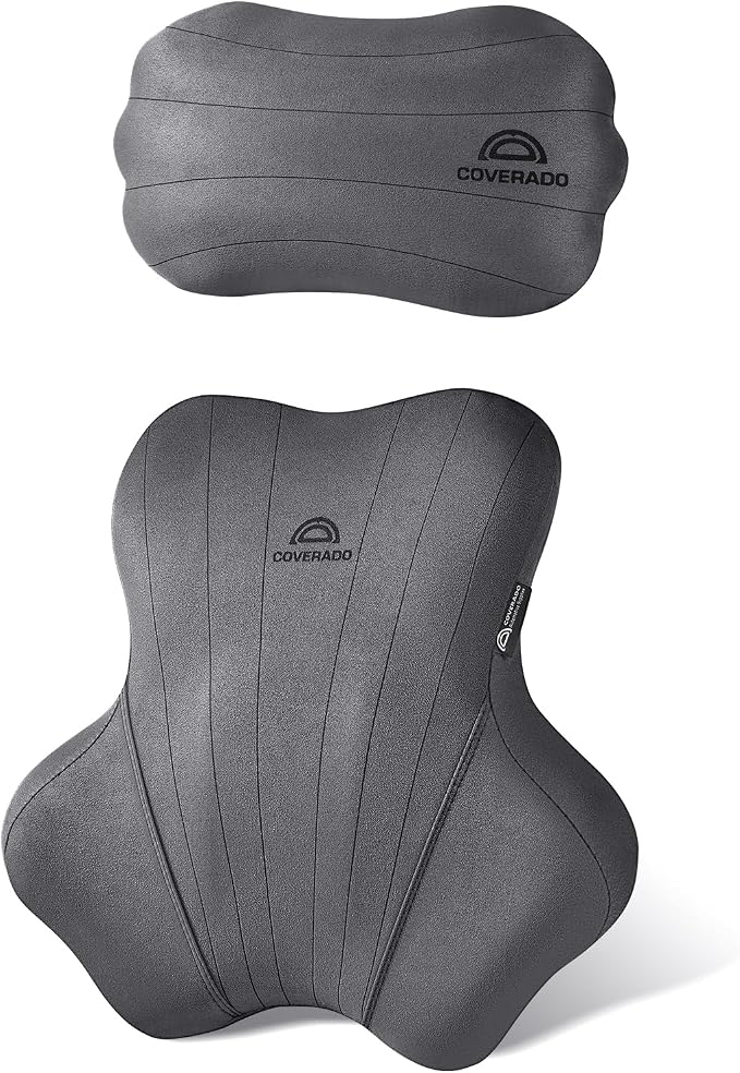 Coverado Car Lumbar Support Pillow and Car Neck Pillow Kit, Ergonomic Design - Image 7