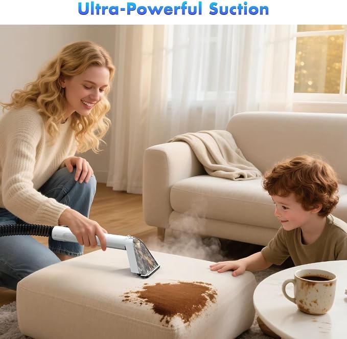 Upholstery Steam Cleaner for Couch & Furniture – 1650W 15KPa Powerful Suction - Image 7