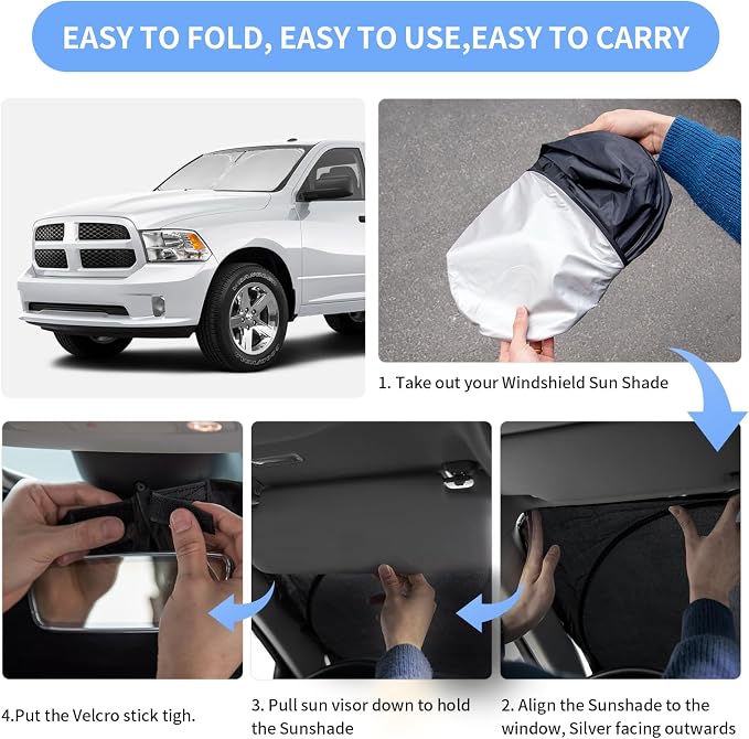 for Dodge RAM 1500 Sun Shade Sunshade Windshield Cover - Image 6