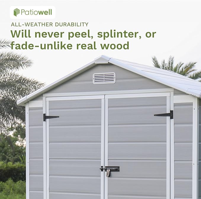 Patiowell 6x4 FT Plastic Outdoor Storage Shed, Resin Shed Perfect to Store - Image 6