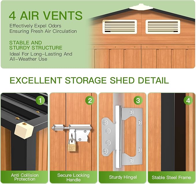 Outdoor Storage Shed, 5x3 Ft Metal Steel Tiny House - Image 6