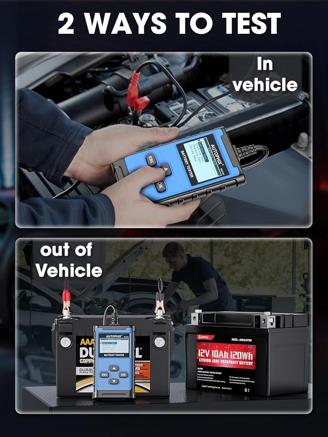 AUTOPHIX BAS100 Car Battery Tester, 12V 24V Load Tester, 100-2000 CCA Digital - Image 9
