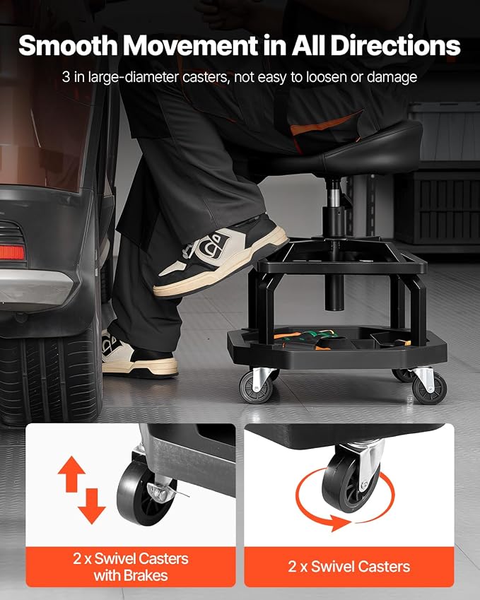 VEVOR Industrial Black Pneumatic Garage Seat/Work Stool - Image 4