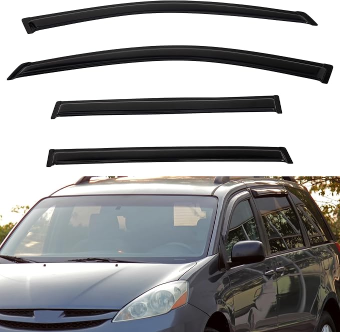 4pcs Front+Rear Smoke Tint Sun/Rain Guard Outside Mount Tape-On Vent Window by LQQDP