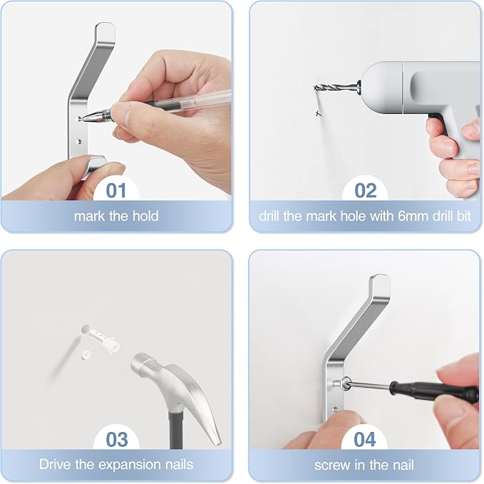 10-Pack Coat Hook for Hanging, Stainless Wall Hooks for Towel, Wall Mounted - Image 5
