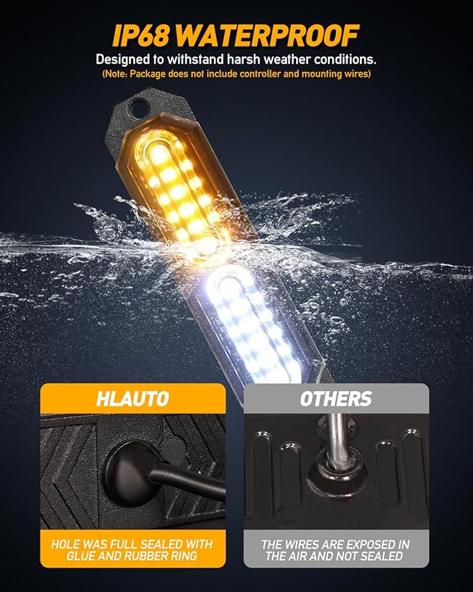 HLauto 1200T Emergency Strobe Grille Lights: 8pcs 12 LED Sync Feature Safety - Image 4