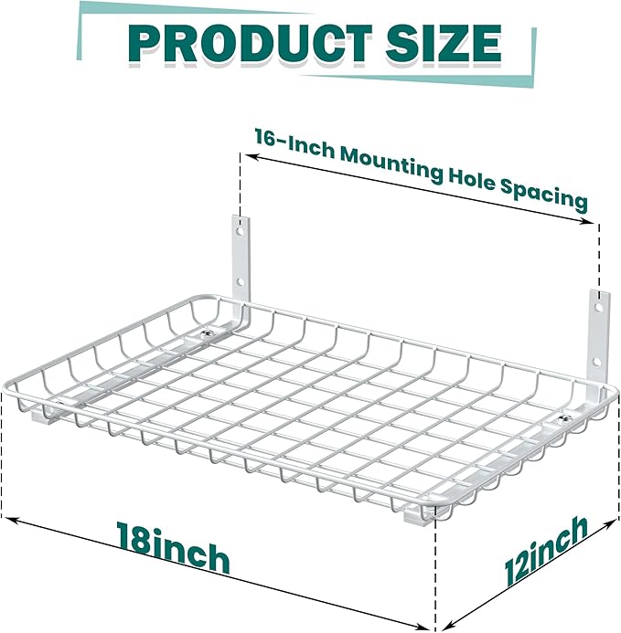 EVERHANGER Garage Wall Shelves 12x18 Inch, Wall Mounted Storage Shelf, Metal - Image 2