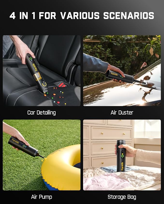Fanttik Slim V10 APEX Cordless Car Vacuum, 4-in-1 Portable Mini Handheld Vacuum - Image 3