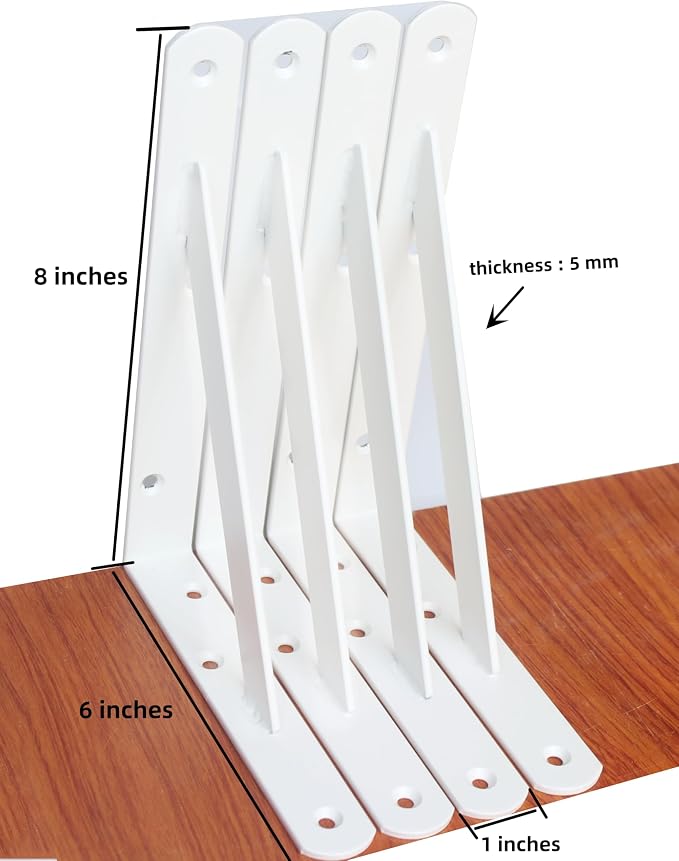 16 Pack L8 x H 6" White Heavy Duty Shelf Brackets - Image 2