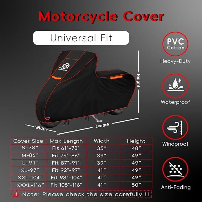 Motorcycle Cover | Heavy Duty PVC | Soft Inner Cotton | Waterproof Outdoor | - Image 2