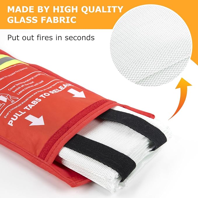 Emergency Fire Blanket, 1 Pack Fiberglass Flame Retardant Fire Blankets - Image 6