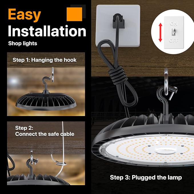 150W 4 Pack LED High Bay Light, 22500 lm, IP65 Waterproof, Commercial Lighting - Image 5