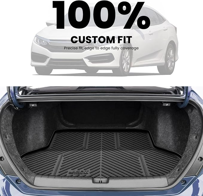 LASFIT Trunk Mat for Honda Civic Sedan 2016-2021, All Weather TPE Custom Fit - Image 3