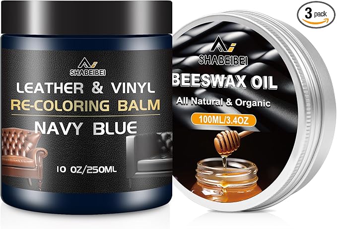 Leather Repair Kit Recoloring Balm Cleaner Conditioner Waterproof Beeswax Oil by SHABEIBEI