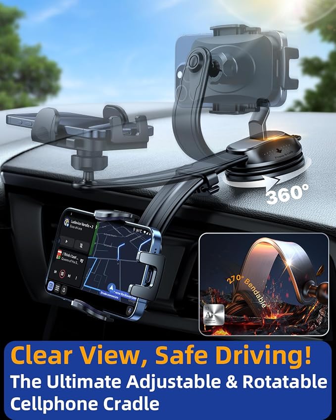 YRU Cell Phone Holder for Car Dashboard Windshield Phone Stand for iPhone16 15 - Image 5