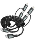 Coiled USB C to USB C and Lightning Cable 2 in 1, 3FT 2Pack Braided Cord Fast by KIYODA