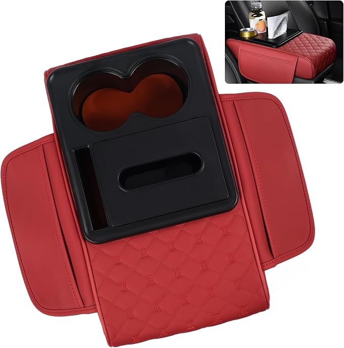 5 in 1 Car Armrest Storage Box for Center Console, Armrest Cushion Cover for Car by SCEDREAM