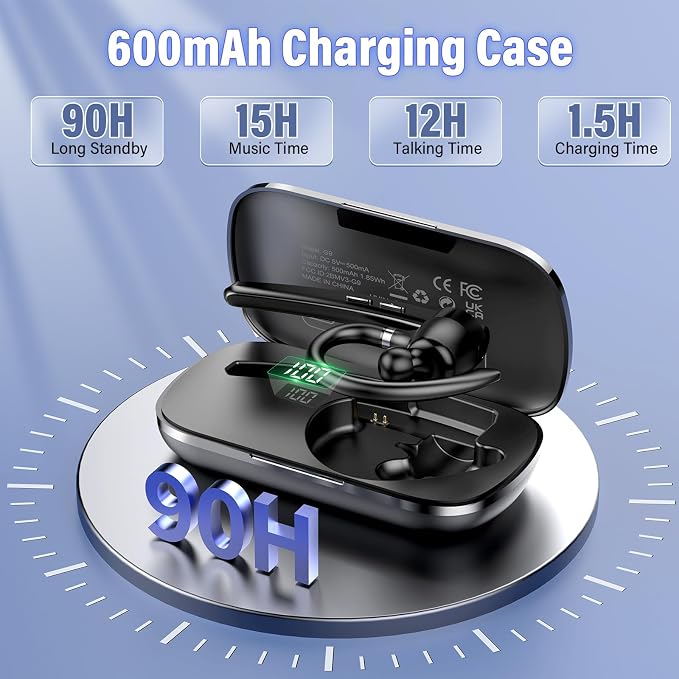 Bluetooth Headset, Wireless Bluetooth 5.3 Earpiece, 90Hrs Hands Free Headset - Image 4
