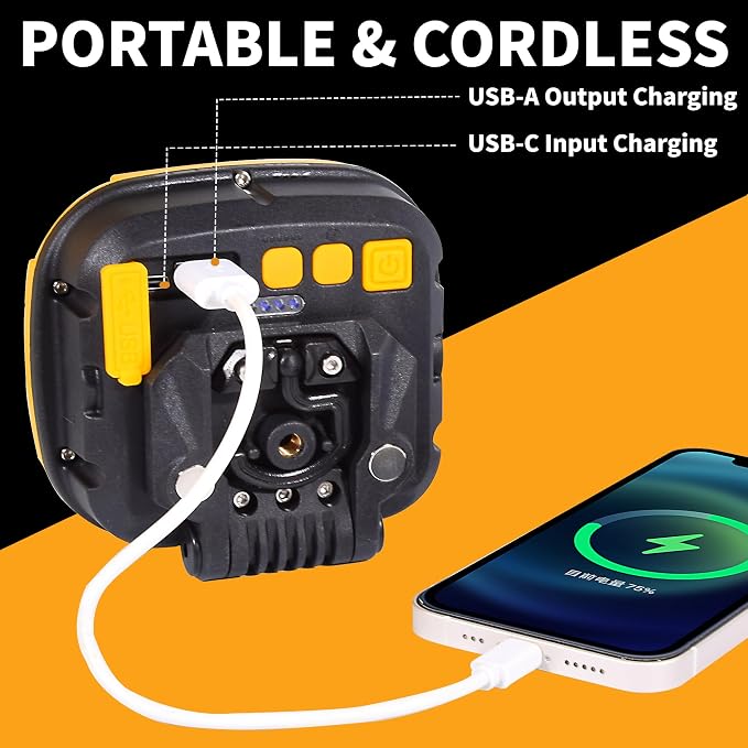 2 Pack Magnetic Work Light Rechargeable 5000Lumens, LED Flood Light - Image 3